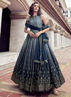 Gray To Blue Colour Flory Vol 25 Party Wear Wholesale Anarkali Gown Catalog 4801