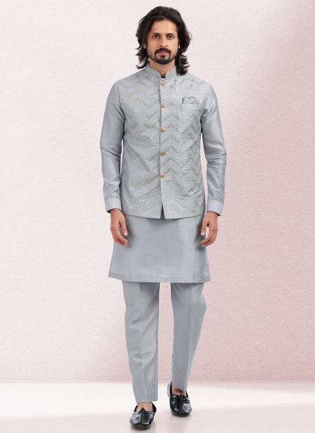 Gray Vol 43 Function Wear Modi Jacket Kurta Pajama Catalog 1839