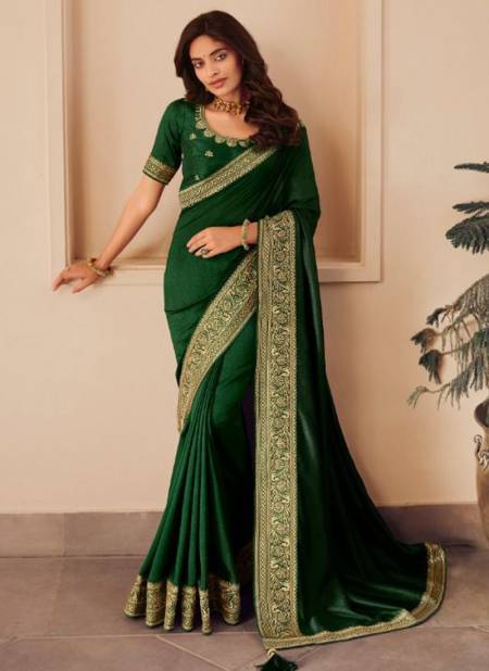 Olive Green Leheriya Printed Georgette Saree | Leemboodi