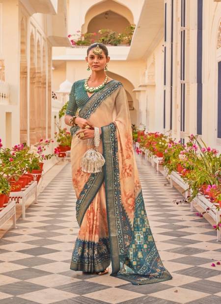 Green And Beige Colour Aagaman By Rewaa 655 To 663 Printed Saree Catalog 656