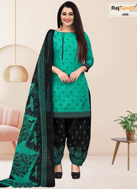 Green And Black Colour Mohini Cotton Dress Material Catalog 4096