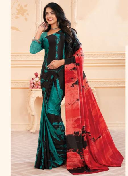 Green And Black Colour Perfection Fancy Wear Wholesale Printed Sarees 101 B