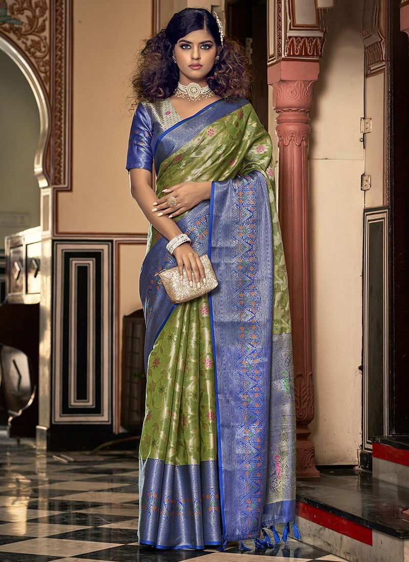 Green And Blue BK 8727 Festive Wear Wholesale Silk Sarees 6012