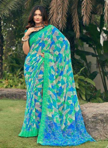 Green And Blue Colour Georgette Vol 4 By Ruchi Daily Wear Saree Catalog 22604 B