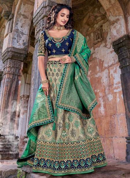 Green And Blue Colour Prearana Wholesale Ethnic Wear Designer Lehenga Choli Catalog 1707