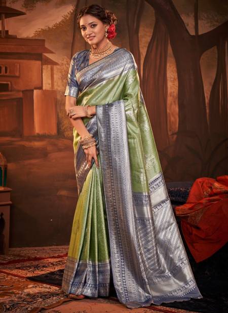 Green And Blue Colour Rivaa Silk Festive Wear Wholesale Silk Sarees 79011