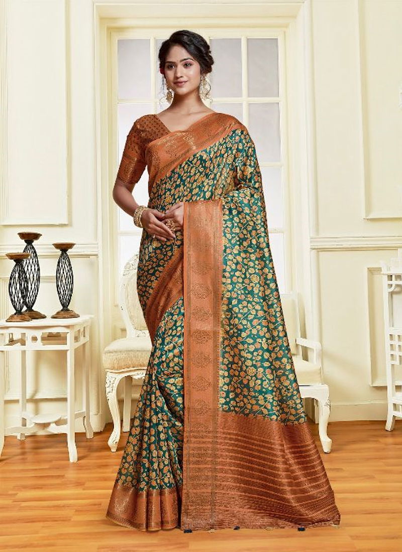 Green And Brown Colour Charming Digital Vol 2 By Mintorsi Printed Sarees Catalog 2116