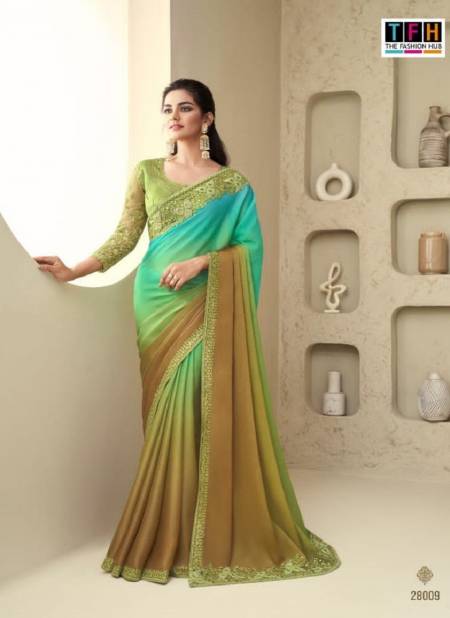 Green And Brown Silver Screen 18th Edition By TFH Designer Saree Catalog 28009