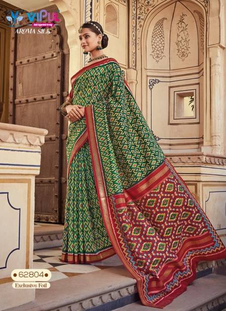 Green And Maroon Colour Aroma Silk By Vipul Printed Saree Catalog 62804