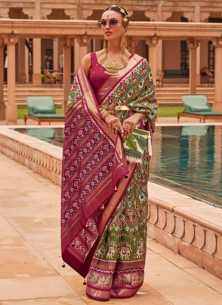 Green And Maroon Colour Shahi Patola Ethnic Wear Wholesale Silk Sarees Catalog 613