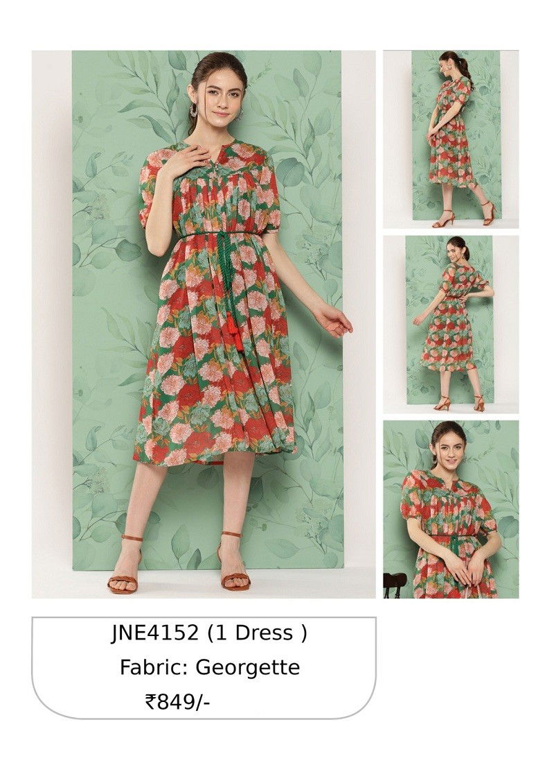 Green And Peach Colour Janasya Patywear Kurti Catalog 4152