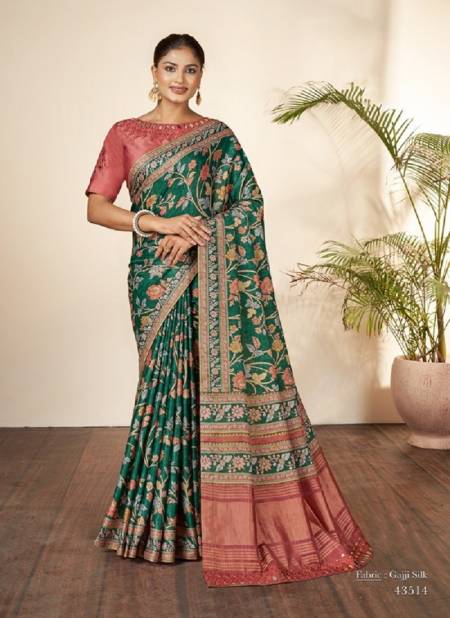 Green And Peach Colour Norita 43500 Nirvi By Mahotsav New Festive Wear Designer Saree Wholesale Market In Surat 43514