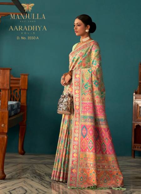 Green And Pink Aaradhya Vol 5 By Manjulaa Printed Sarees Catalog 3550 A