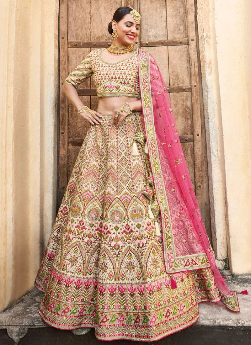 Green And Pink Colour Aanara 2 wholesale Bridal Lehenga Choli Catalog AA 119