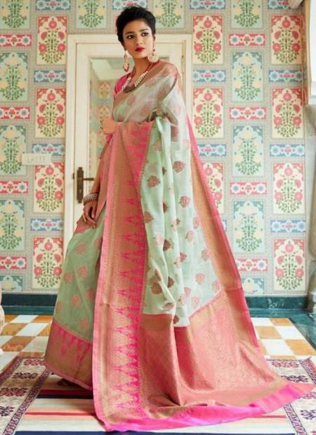 Green And Pink Colour Kanvas Linen Ethnic Wear Silk Wholesale Saree Collection 99005