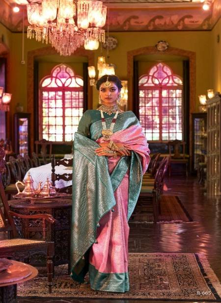 Green And Pink Colour Devkanya By Rewaa Wedding Saree Catalog 665