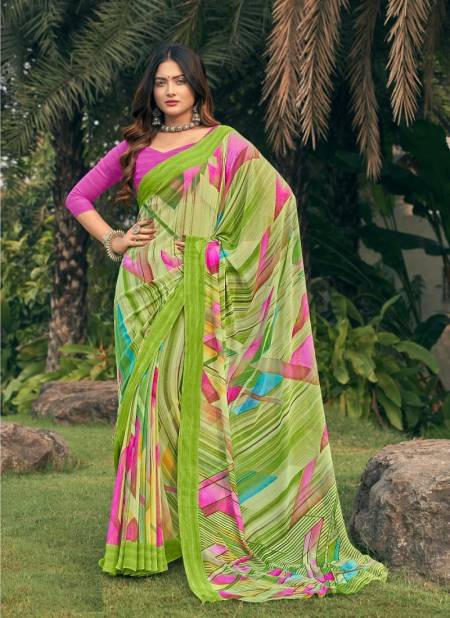 Green And Pink Colour Georgette Vol 4 By Ruchi Daily Wear Saree Catalog 22605 B