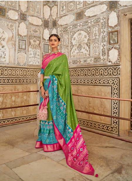 Green And Pink Colour Patrani Vol 1 By Rewaa Silk Saree Catalog 357 B