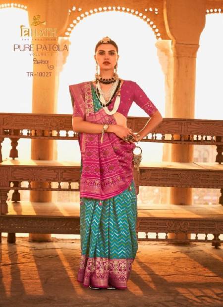 Green And Pink Colour Pure Patola Vol 2 By Trirath Silk Saree Catalog 10027