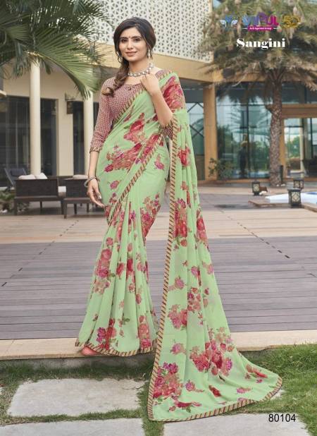 Green And Pink Colour Sangini By Vipul Georgette Printed Daily Wear Sarees Wholesale Online 80104