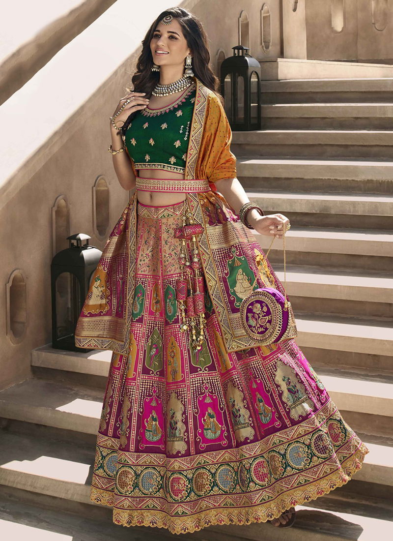 Green And Pink Colour Vrindavan Vol 35 By Royal Bridal Lehenga Choli Catalog 10236