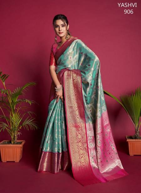 Green And Pink Colour Yashvi By Fashion Lab Silk Saree Catalog 906