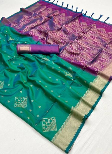 Green And Purple Colour Kraft Silk By Rajtex Soft Silk Designer Saree Catalog 347001