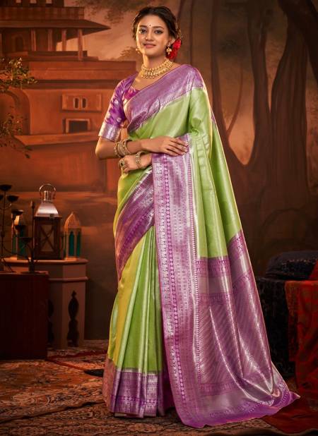 Green And Purple Colour Rivaa Silk Festive Wear Wholesale Silk Sarees 79006