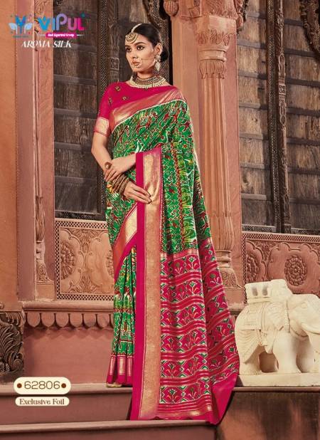 Green And Rani Colour Aroma Silk By Vipul Printed Saree Catalog 62806