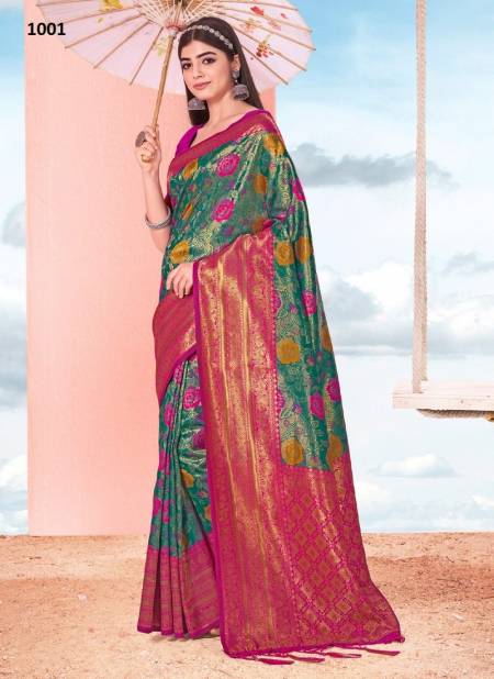 Green And Rani Colour Manisha By Sangam Silk Saree Catalog 1001