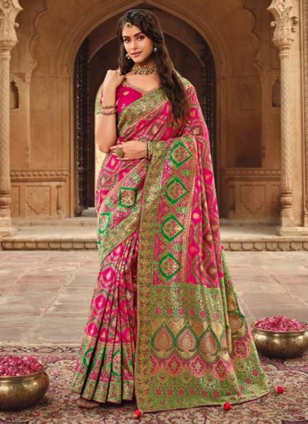 Green And Rani Colour Rutba Vol 7 Wedding Wear Wholesale Silk Sarees  13455