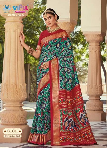 Green And Red Colour Aroma Silk By Vipul Printed Saree Catalog 62810