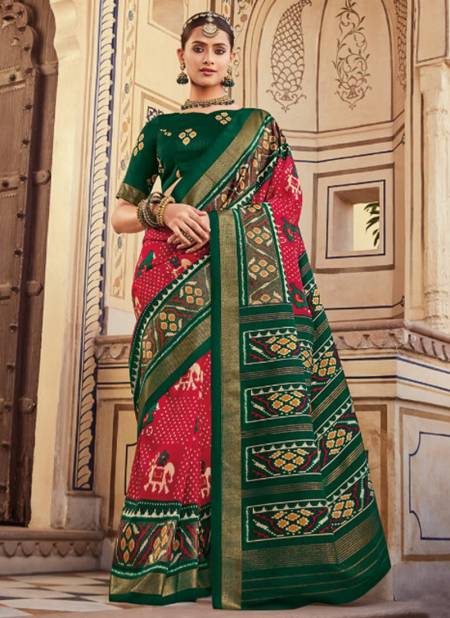 Green And Red Colour Aroma Silk Vipul Wholesale Silk Sarees Catalog 62809