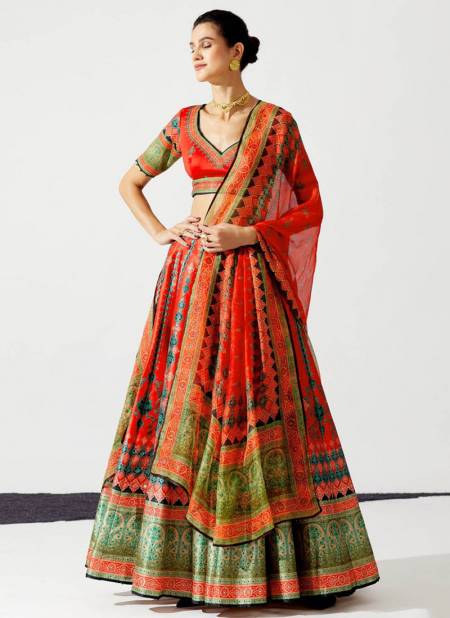 Green And Red Colour Durva Alka Wholesale Designer Lehenga Choli Catalog 1005