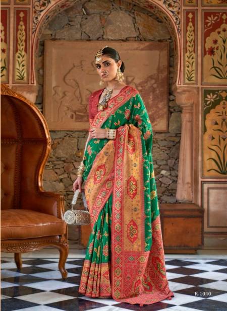 Green And Red Colour Gangotri By Rewaa Traditional Saree Wholesale Market In Surat With Price R-1040