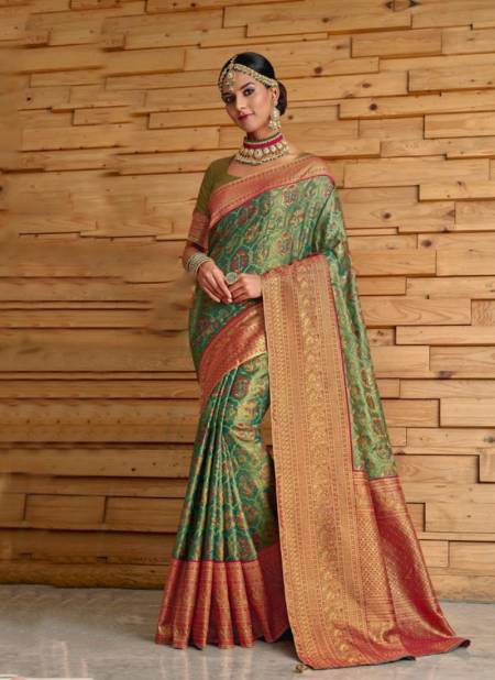 Green And Red Colour Julissa By Joh Rivaaj 43001 To 43008 Printed Sarees Catalog 43003