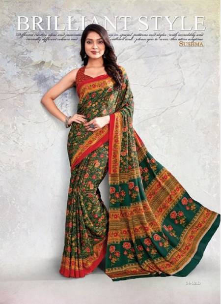 Green And Red Colour Sushma Set 39 Daily Wear Saree Catalog 3902 D
