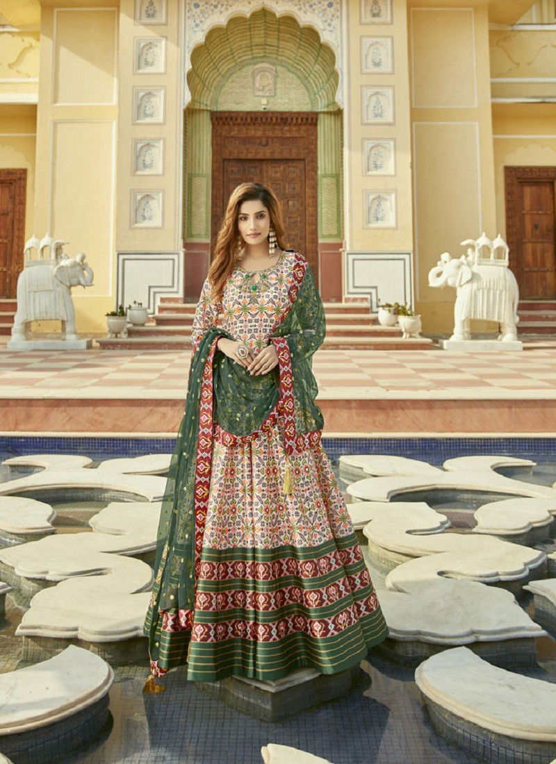 Green And White Colour Padmasundari 6001 To 6004 Gown Catalog 6003