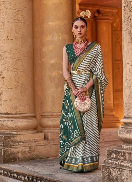 Green And White Raag By Rewaa 819 To 830 Printed Saree Catalog 828
