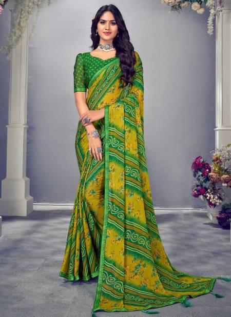 Green And Yellow Colour Jalpari Wholesale Daily Wear Saree Catalog 19902 A