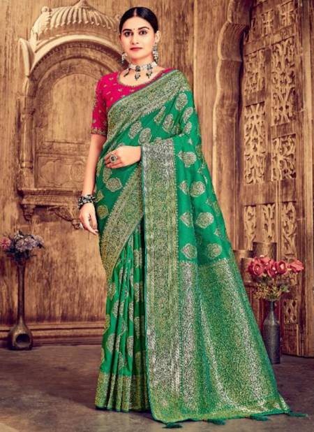 Green Banarasi Wholesale Ethnic Wear Designer Saree Catalog 409