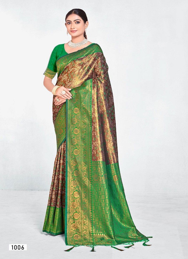 Green Cadbury Silk Vol 9 By Bunawat Wedding Wear Saree Exporters In India 1006