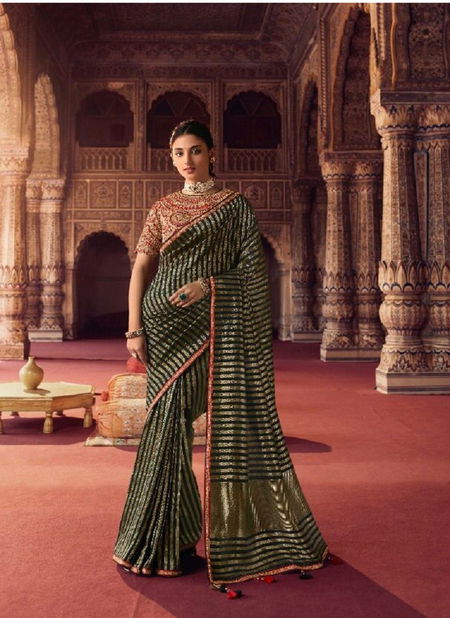 Green Color Olvia By Sulakshmi Designer Saree Catalog 7808 Catalog