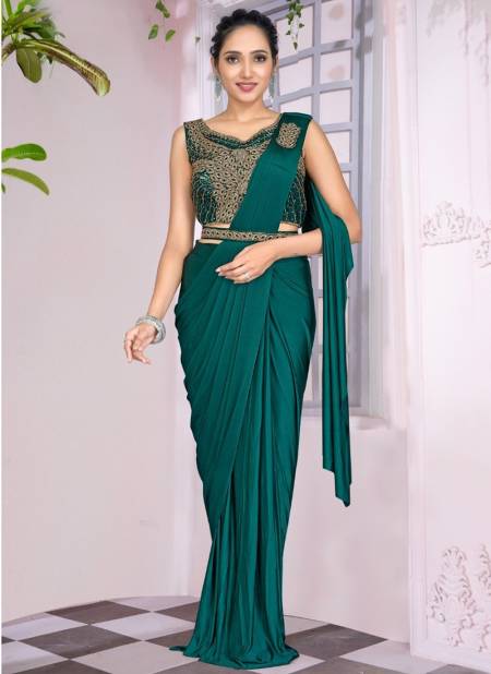 Green Colour 1016031 Colours Ready To Wear Wholesale Party Wear Sarees 1016031 E