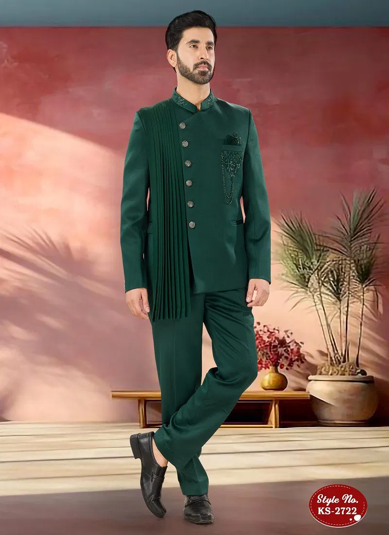 Green Colour 1652 Designer Party Wear Mens Jodhpuri Suits Wholesale Price In Surat KS 2722