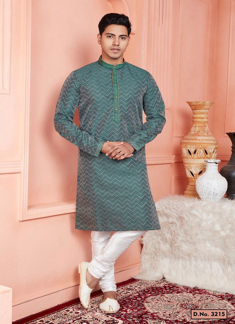 Green Colour 1659 Function Wear Mens Indo Western Surat Wholesale Market 3215