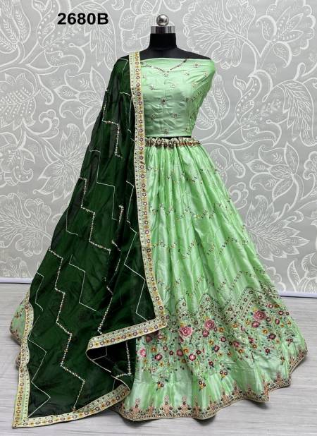 Green Colour 2680 A and C by Anjani Art Rangoli Silk Ocassion Wear Lehenga Choli Wholesale In India 2680 B