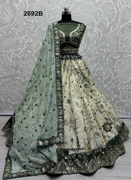 Green Colour 2692 A And B by Anjani Art Georgette Bridal Lehenga Choli Orders In India