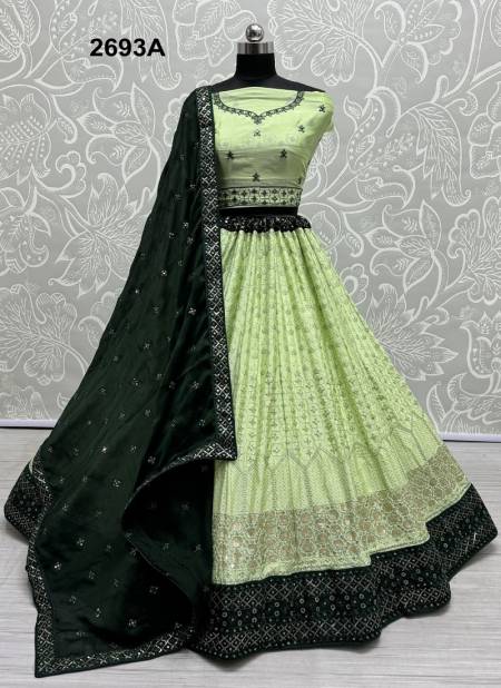 Green Colour 2694 A To D by Anjani Art Georgette Embroidery Lehenga Choli Wholesalers In Delhi 2693A