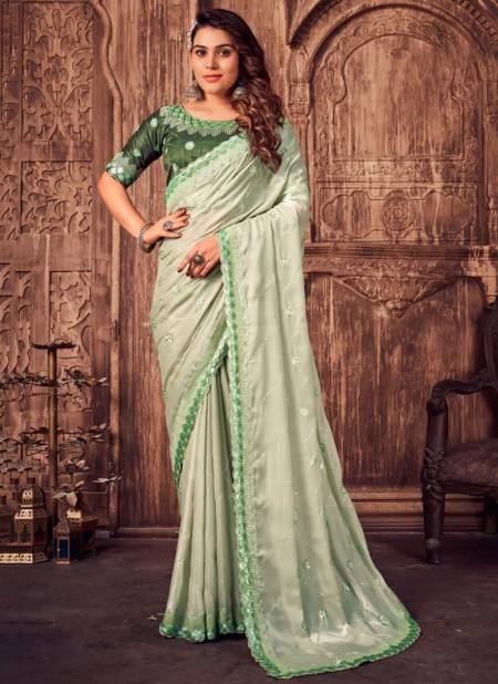 Green Colour 464 Colours Wholesale Party Wear Silk Sarees Catalog 464 C